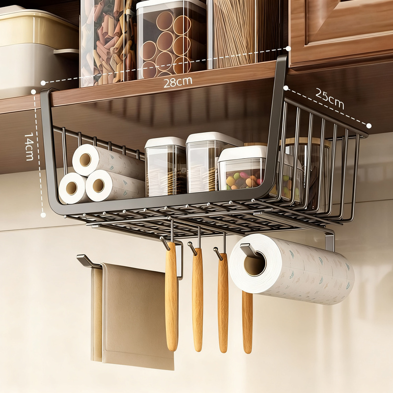 Kitchen hanging shelf, extendable, carbon steel