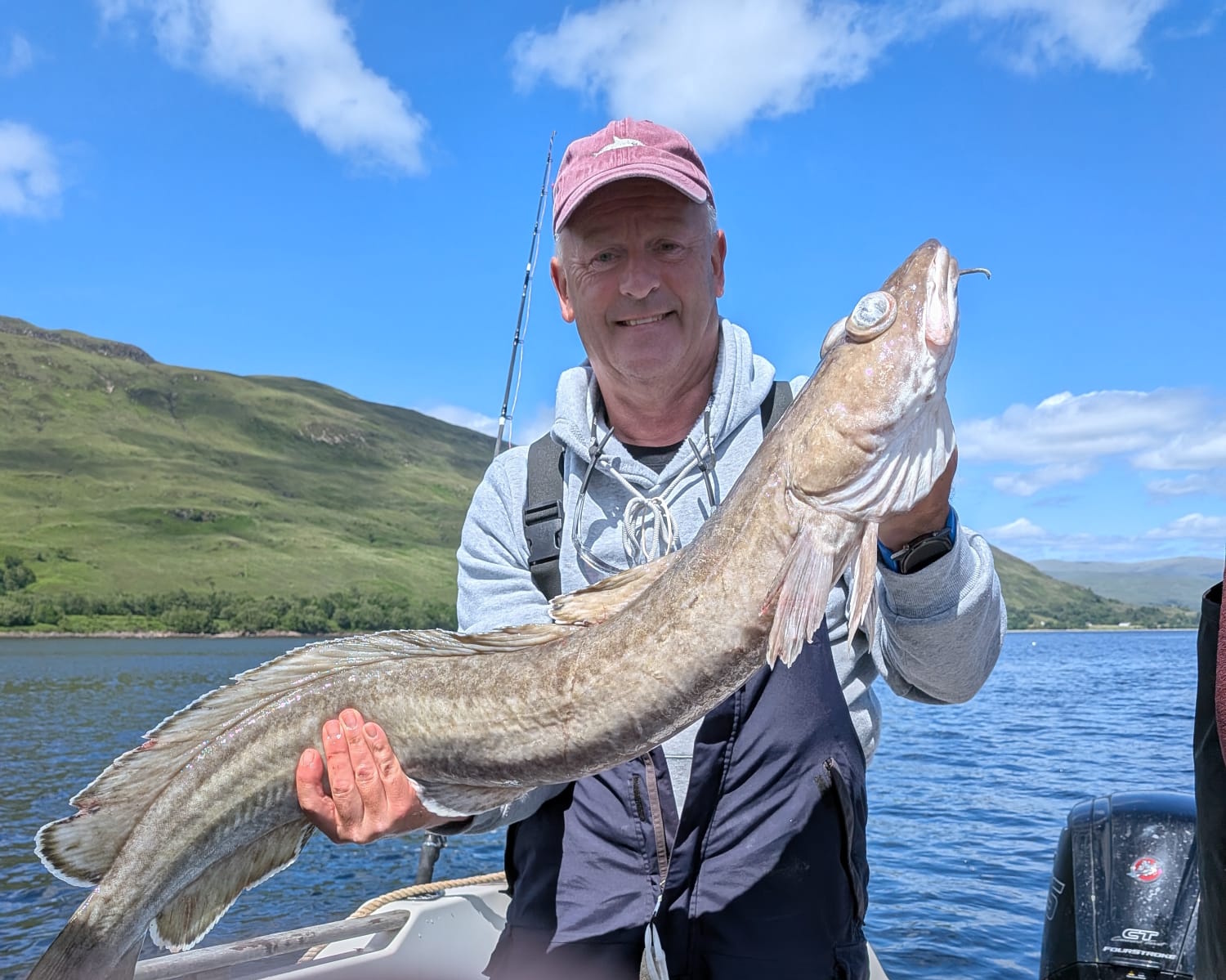 Jake Cummings with a Ling caught aboard the Kraken on Loch Linnhe on a mackerel baited wishbone rig