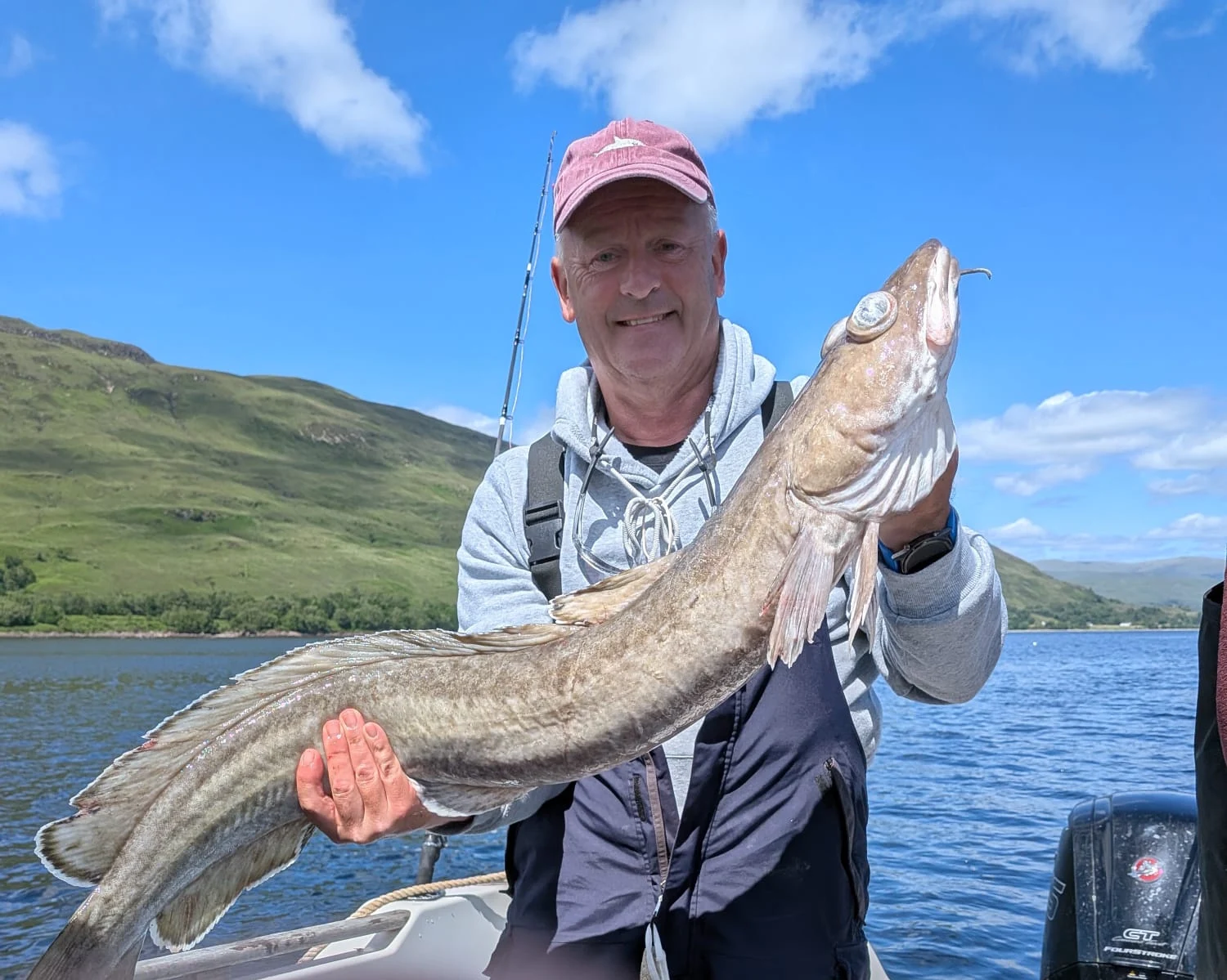 Jake Cummings with a Ling caught aboard the Kraken on Loch Linnhe on a mackerel baited wishbone rig