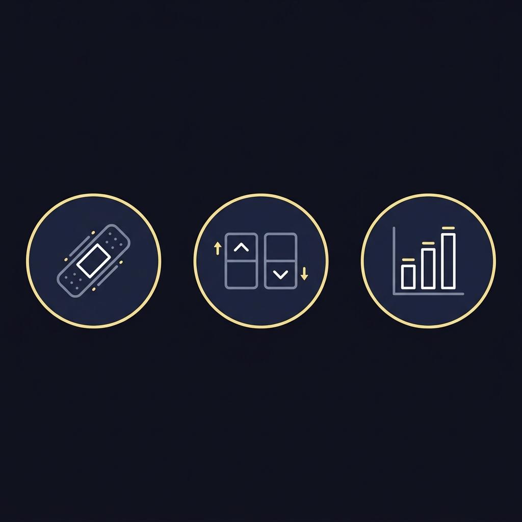 Minimal 2D vector checklist infographic with three icons bandage scoreboard and bar chart representing injury report implied totals and aFPA on Funded Plays dark palette vegas odds nfl week 11