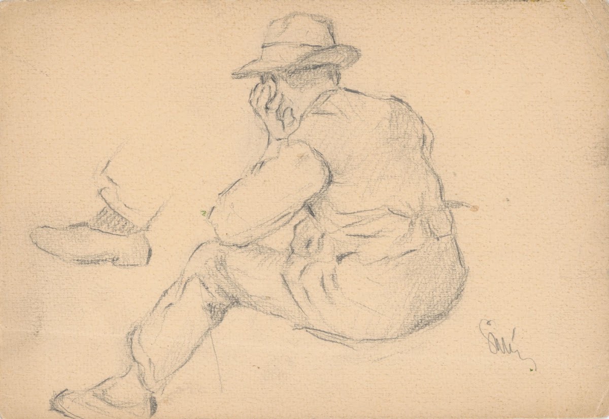 Study of a Seated Villager with Proped up Hand