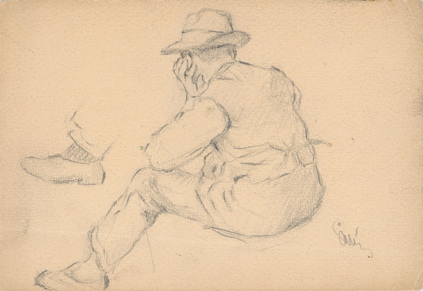 Study of a Seated Villager with Proped up Hand