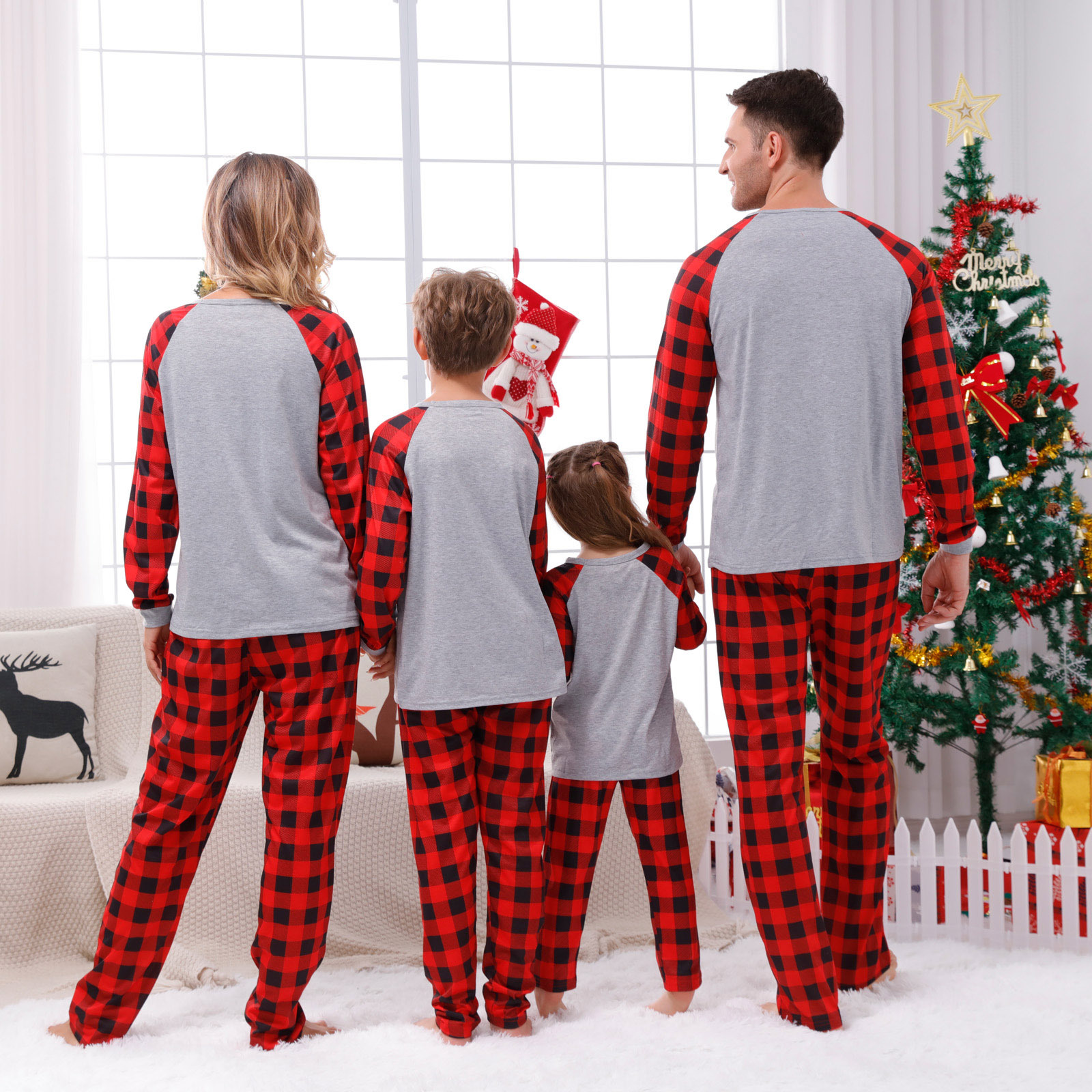 Family Pajama Set with Checkered Pattern