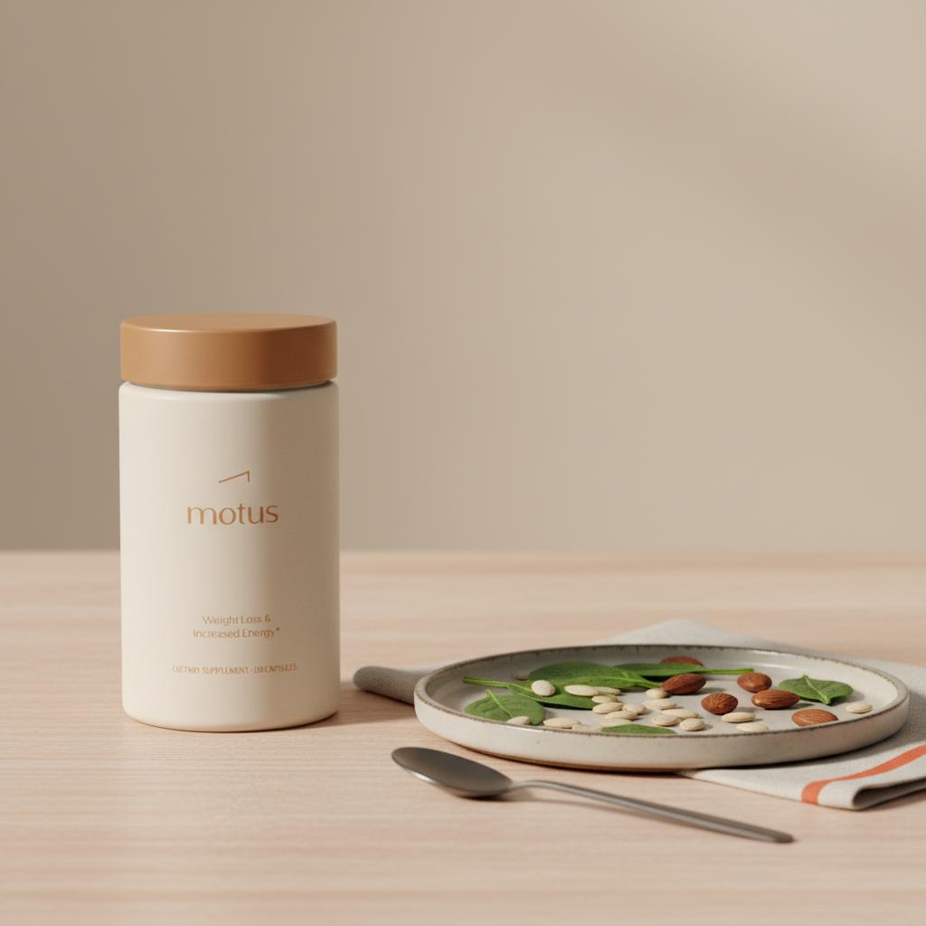 Tonum supplement container on a light wood tabletop with pumpkin seeds, almonds and spinach against a soft beige background — what mineral controls diabetes