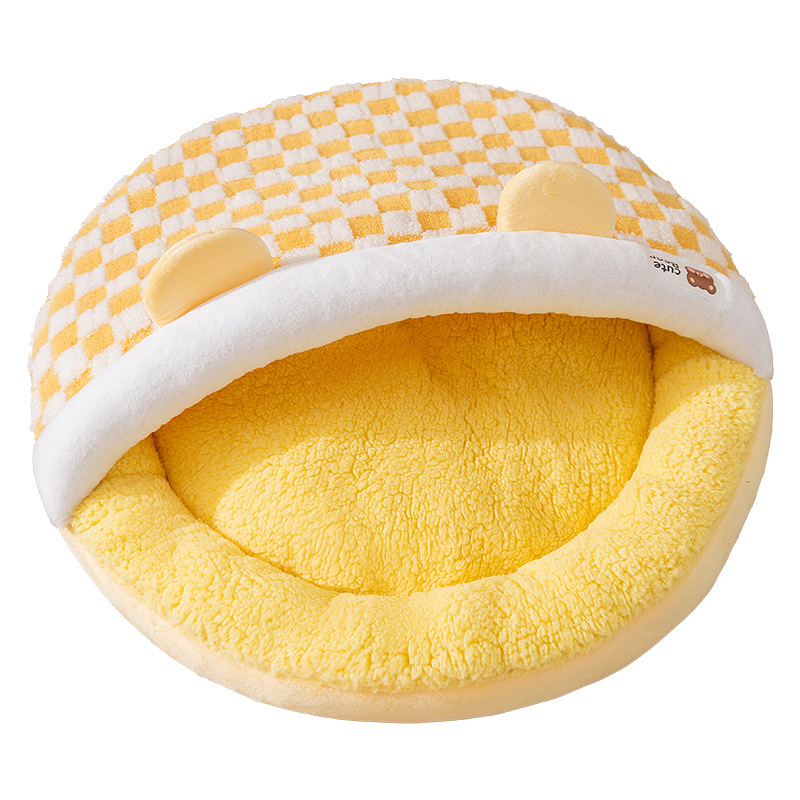 Semi-enclosed cat bed, warming