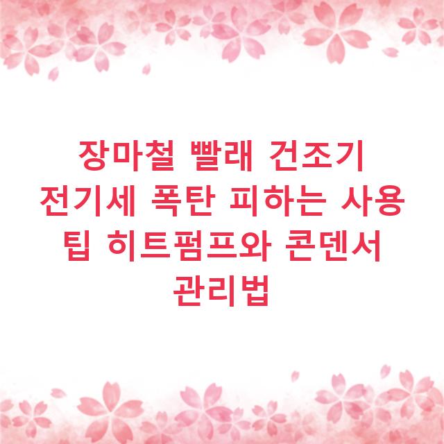 장마철 빨래 건조기 전기세 폭탄 피하는 사용 팁 히트펌프와 콘덴서 관리법