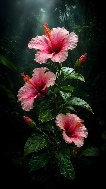 Minimalist Pink Hibiscus Flower Mobile Wallpaper - Free mobile Wallpaper