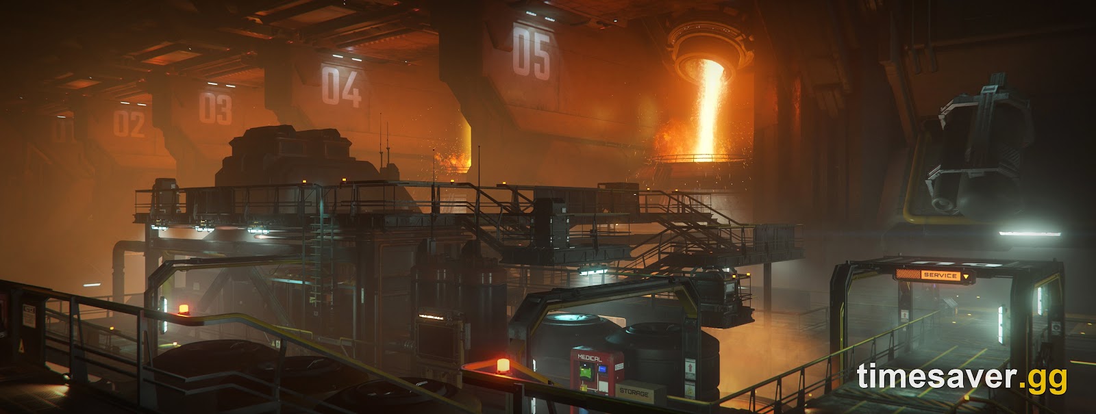 Star Citizen refinery deck interior at a Rest Stop where refining work orders are processed