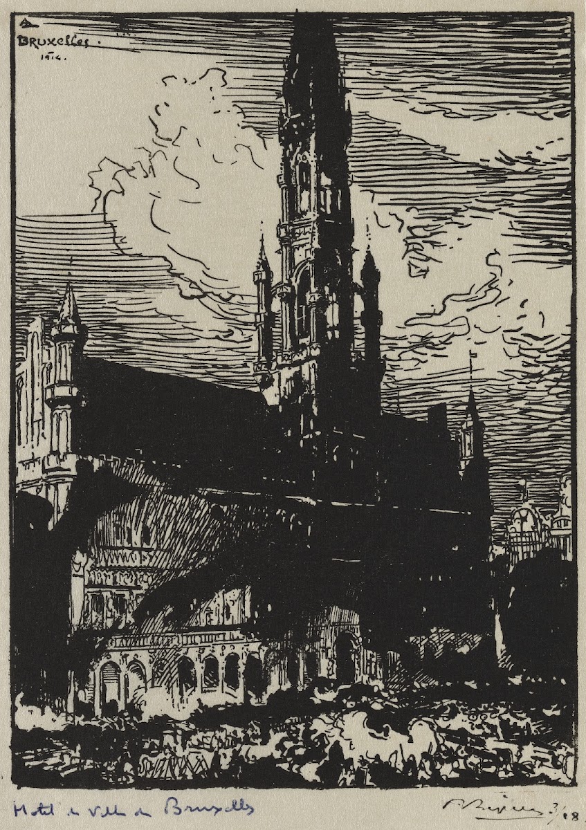 Hôtel de Ville de Bruxelles en feu 1914
