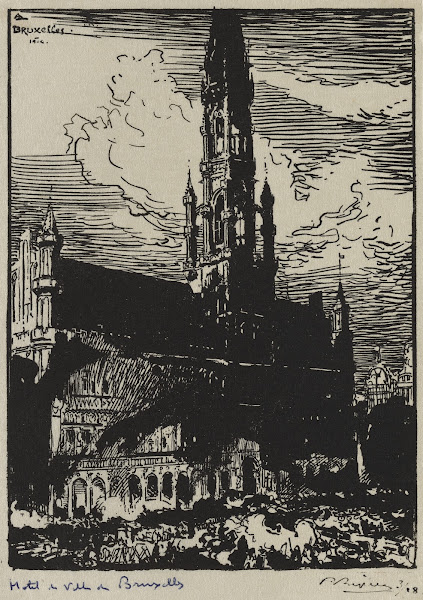 Hôtel de Ville de Bruxelles en feu 1914