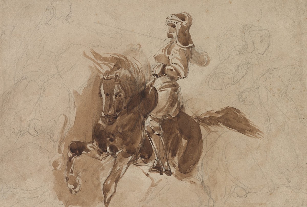 Armored Figure on Horseback recto c 1828