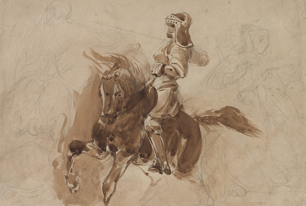 Armored Figure on Horseback recto c 1828