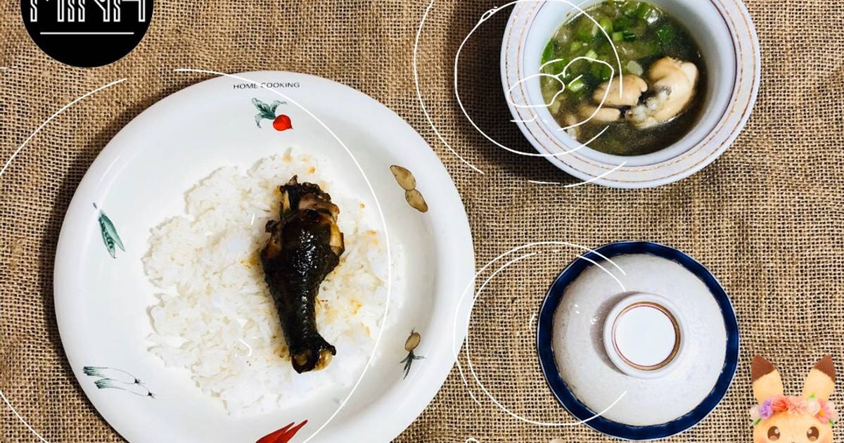 Gà chiên nước mắm -Canh mướp nấu ếch (ăn dặm)