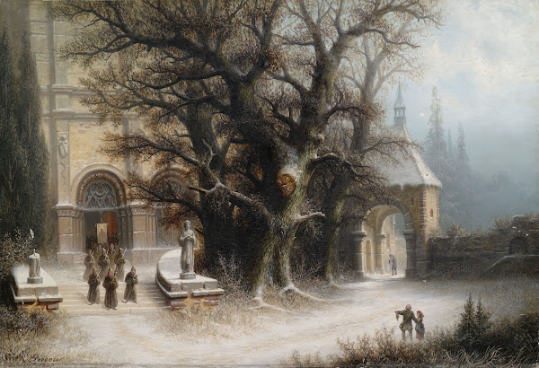 Procession at a Snowy Monastery 1887