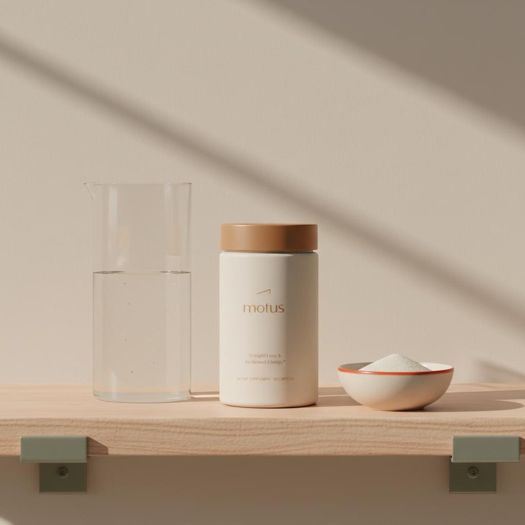 Kitchen shelf with Tonum supplement jar, glass carafe and bowl of psyllium powder; how long after taking psyllium husk will you poop