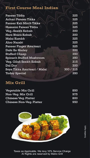 Metro Grill menu 