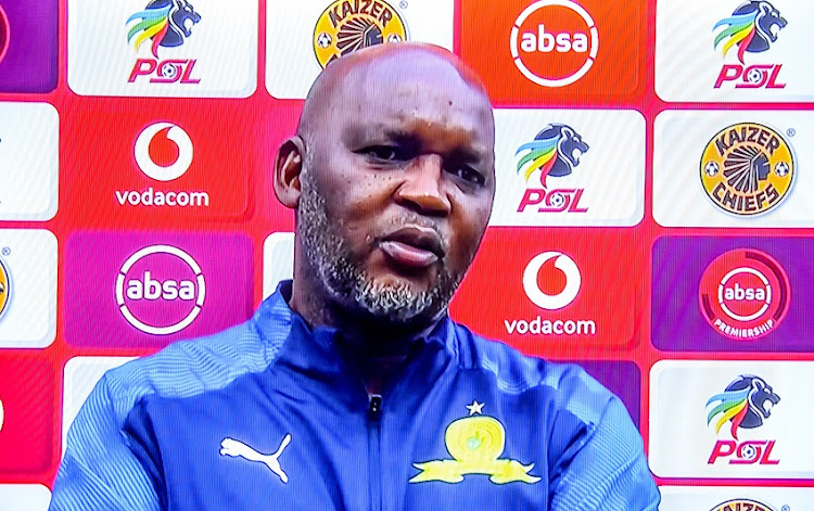 Pitso Mosimane (coach) of Mamelodi Sundowns during the virtual press conferences of the Absa Premiership match between Kaizer Chiefs and Mamelodi Sundowns on August 27, 2020 in Pretoria, South Africa.