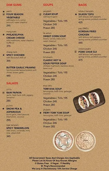 Ping's Cafe Orient menu 