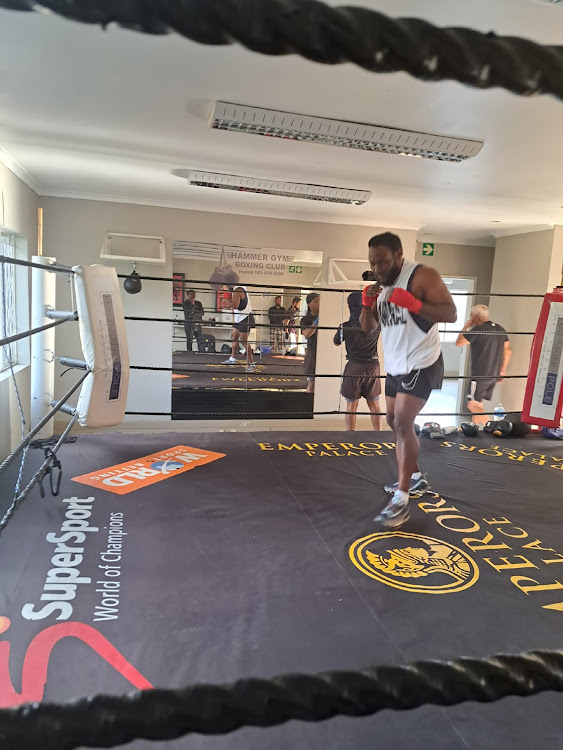 Lovemore Ndou during a training session at the Hammer Gym of veteran trainer Harold Volbrecht.