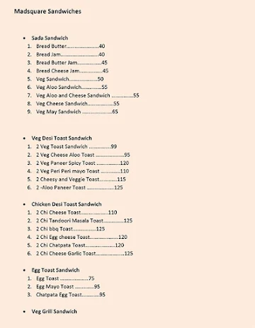 Madsquare Sandwiches menu 