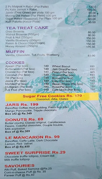 Nathu's Bakers & Sweets Shop menu 