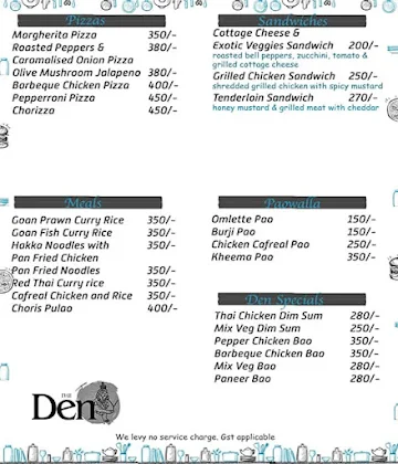 The Den menu 