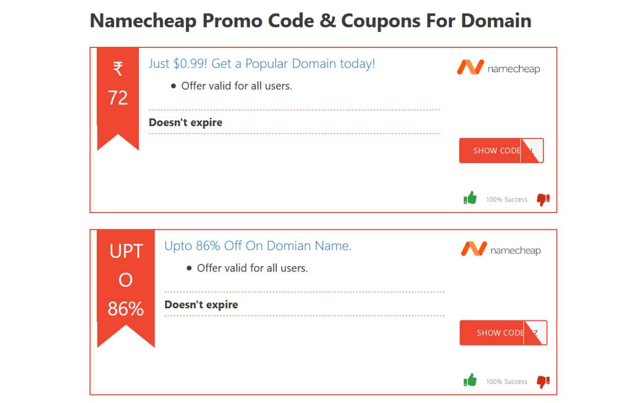 Namecheap Promo Code & Coupons Preview image 1