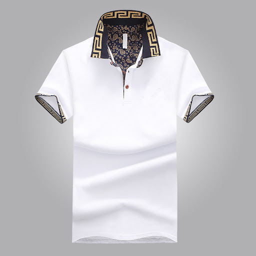 Title 5, Mens Mercerized Cotton Short Sleeve Lapel Larg...
