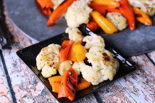 Roasted Cauliflower with Sweet Mini Peppers