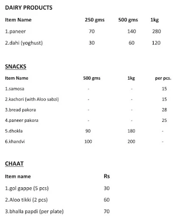 Bhogalji Bikaner Sweets menu 