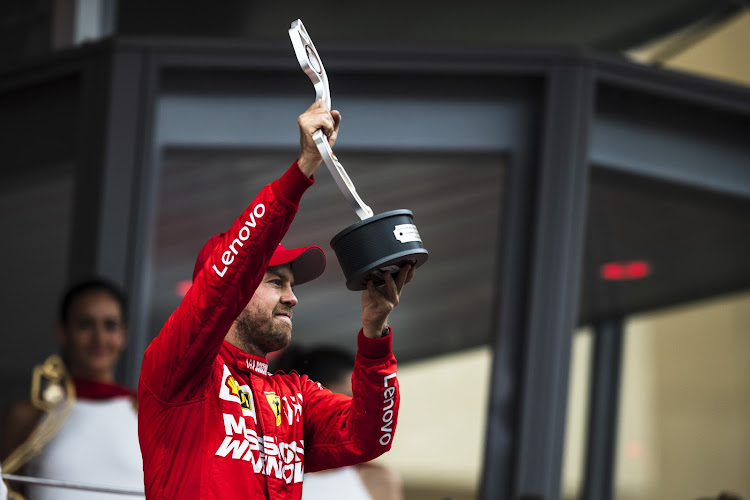 Sebastian Vettel on the podium at the 2019 Monaco Grand Prix.