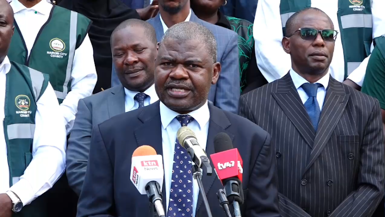 Ruaraka MP TJ Kajwang’ addressing the press in Nairobi on April 24, 2024.