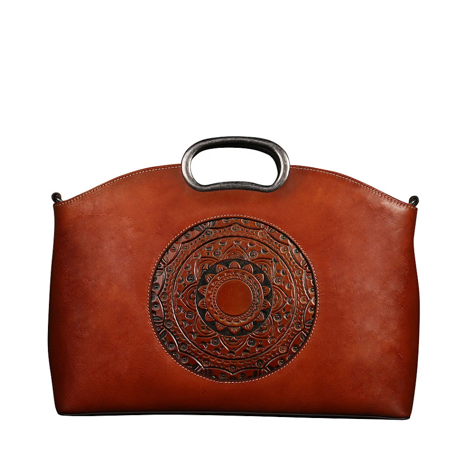 Sac à main femme en cuir de vachette de première couche, rétro, à bandoulière unique ou diagonale, un accessoire élégant et fonctionnel.