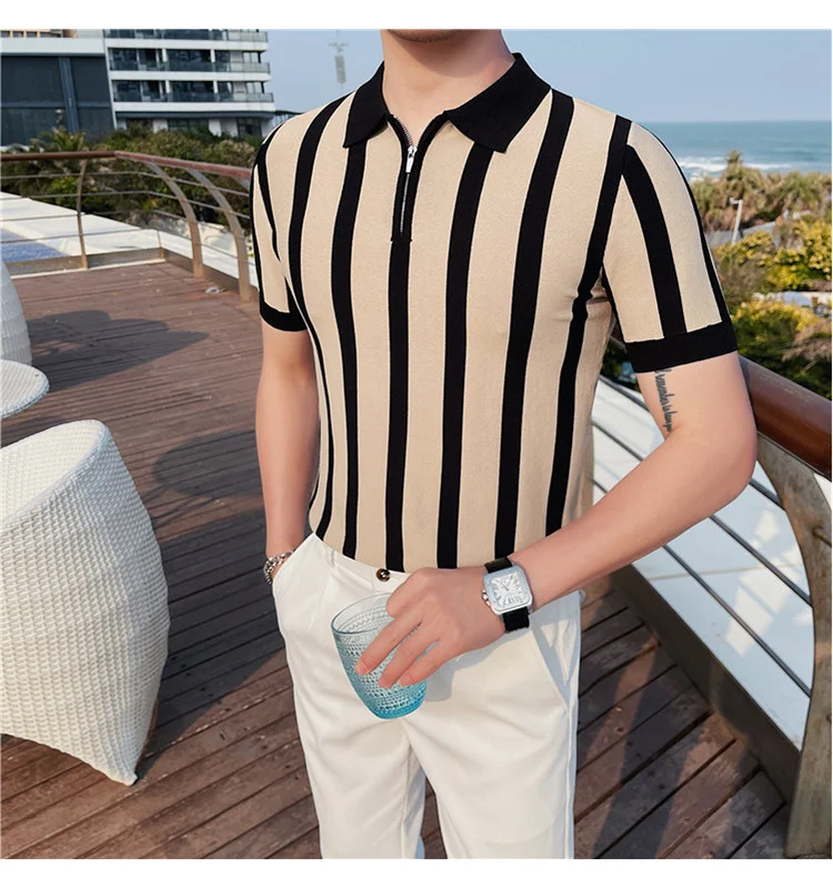 Title 13, Striped Sweater Casual Fashion British Stretch ...