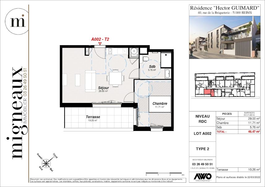 Vente appartement 2 pièces 51.6 m² à Reims (51100), NaN €