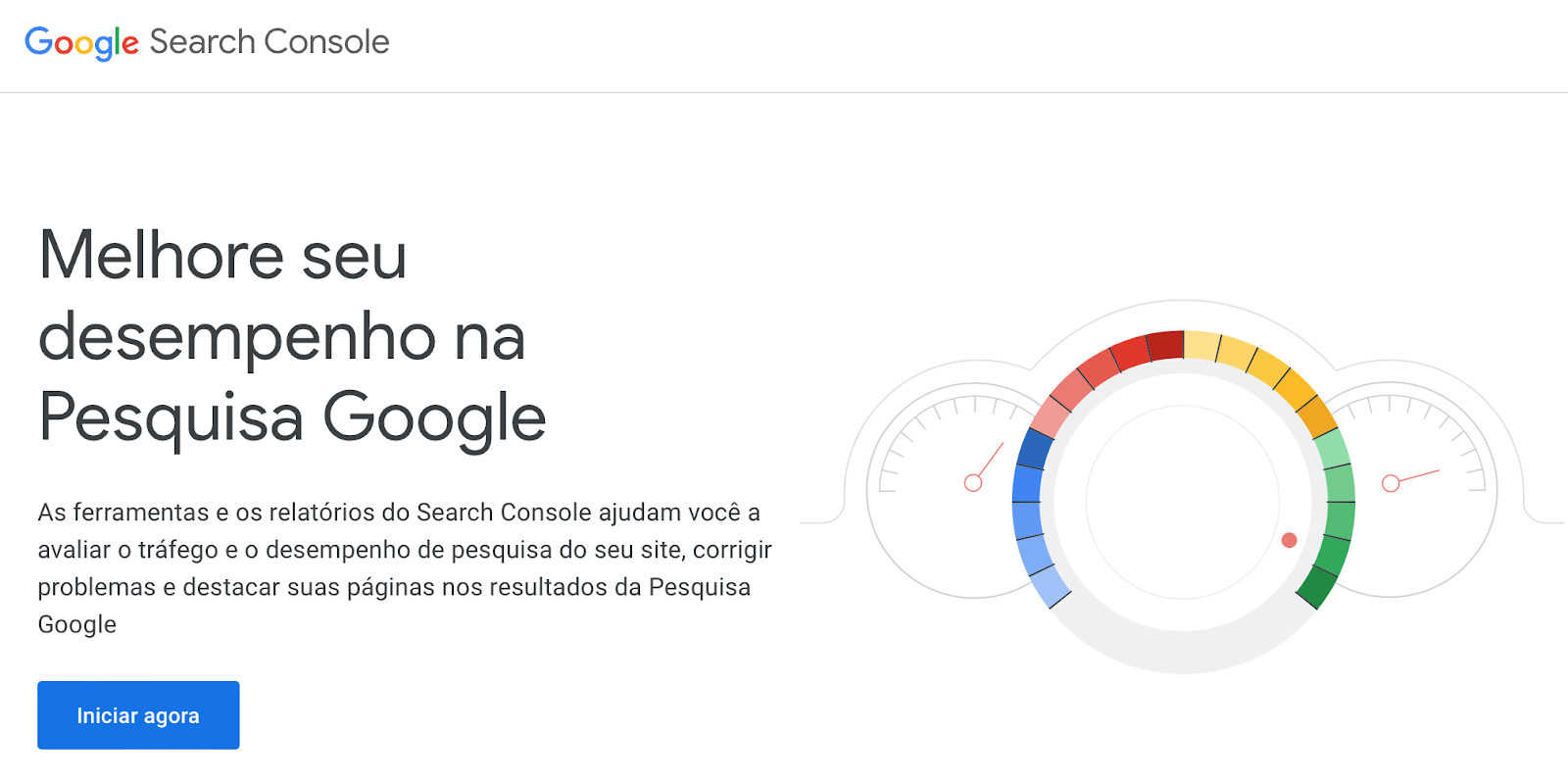 página inicial do google search console