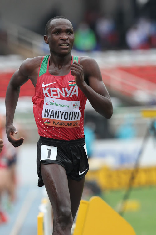 Herristone Wanyonyi competes in the men's 10km race walk during last year's World Under 20 Championship at Moi Stadium, Kasarani.