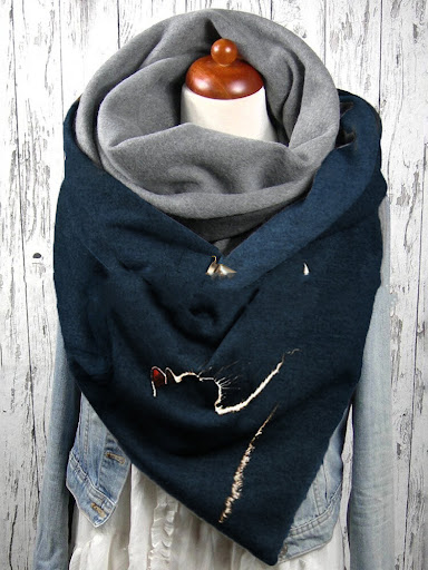 Title 5, Fashion Casual Cat Print Thick Warm Shawl Scarf