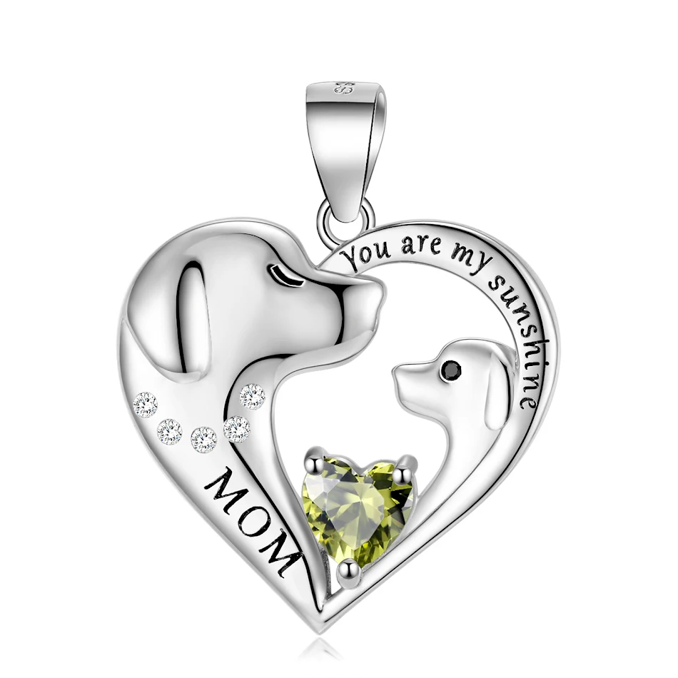 Collier S925 Argent Sterling Chien Mignon Série Fête des Mères Chaîne Pull Cadeau Idéal Maman Femme