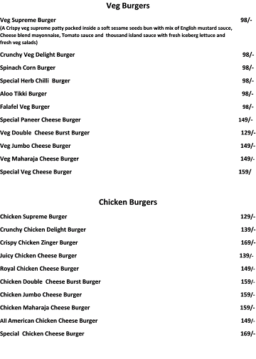 Omelette Area menu 