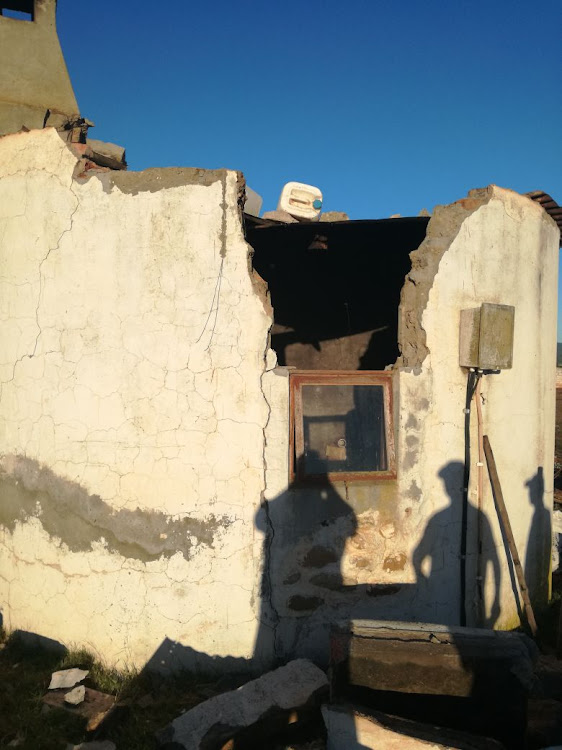 The damaged home of Hilton Levendal on a farm near Mossel Bay.