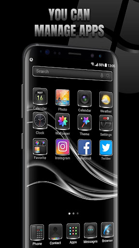 Metallic Black Theme Launcher 2019
