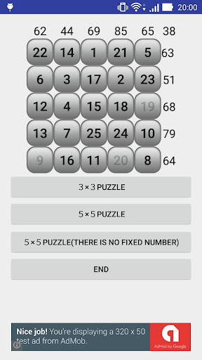 Number puzzle magic square