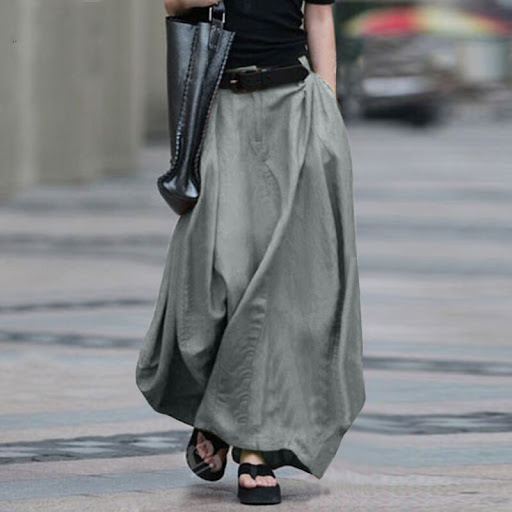 Title 5, High waist, slim and versatile A-line long skir...
