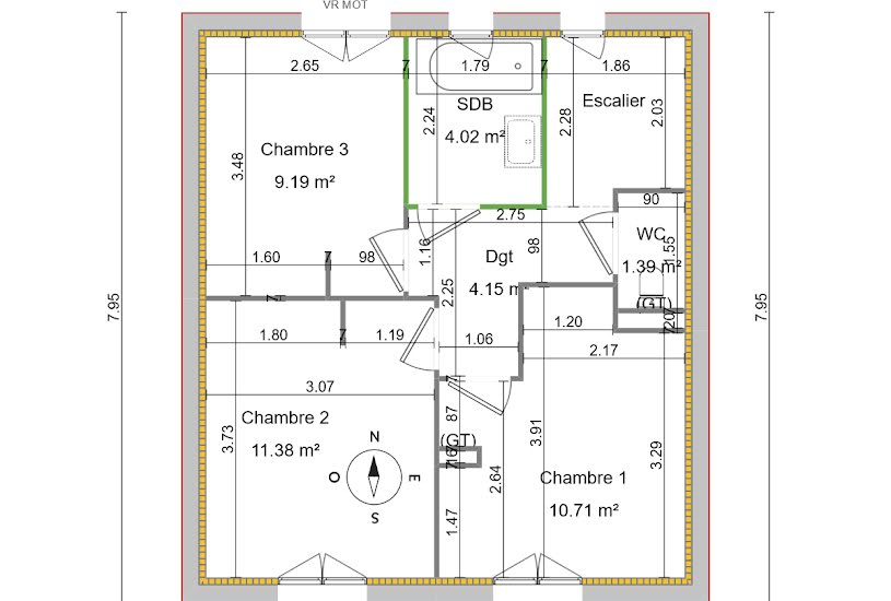  Vente Terrain + Maison - Terrain : 353m² - Maison : 91m² à Sainte-Blandine (38110) 