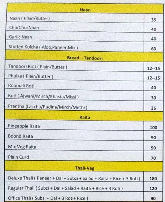 Urban Swad menu 