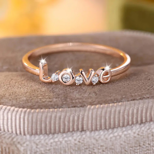 Title 4, Womens Love Ring with micro inlaid Zircon, sim...