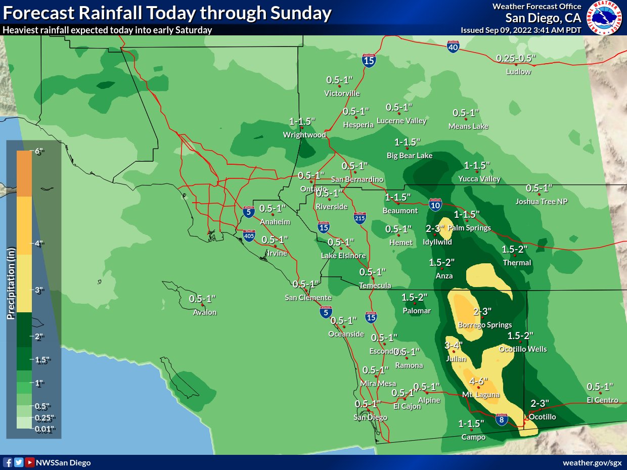 Storm Kay: California and Arizona on Wind, Flood, Heat and Fire Alerts