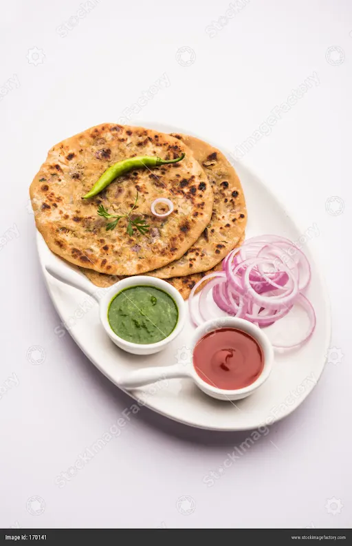 2 Aloo Pyaz Paratha With Dahi