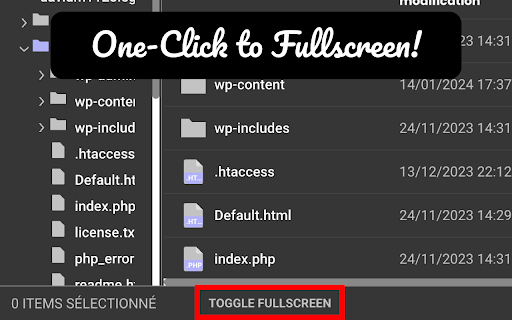 FullScreen Toggle for SiteGround FileManager